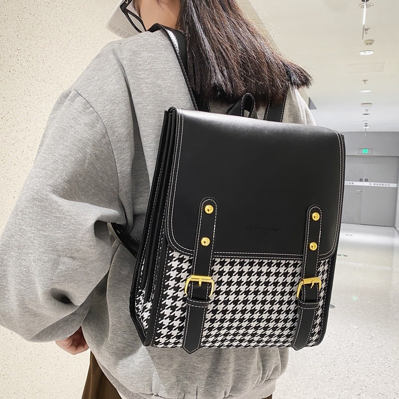 Classic 3 Layers Backpacks for Women Leather School Backpack for Teenagers Girls Man Luxury Designer Lattice School Computer Bag