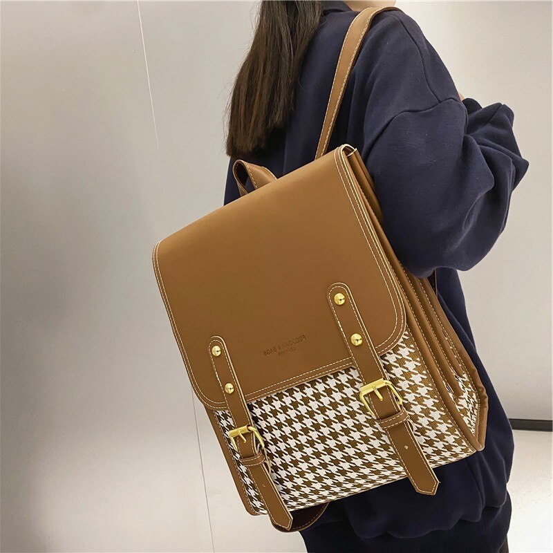 Classic 3 Layers Backpacks for Women Leather School Backpack for Teenagers Girls Man Luxury Designer Lattice School Computer Bag