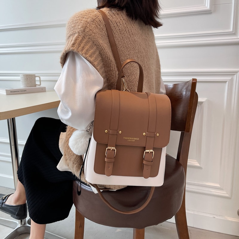 Retro Women Backpack High Quality Leather Small Book School Bags for Teenage Girls Sac A Dos Travel Rucksack Back Pack Designer