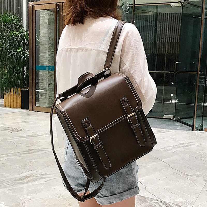 Vintage Backpack Female Pu Leather Bag Women's Backpack Fashion School Bag for Girls High Quality Leisure Shoulder Bag Mochila