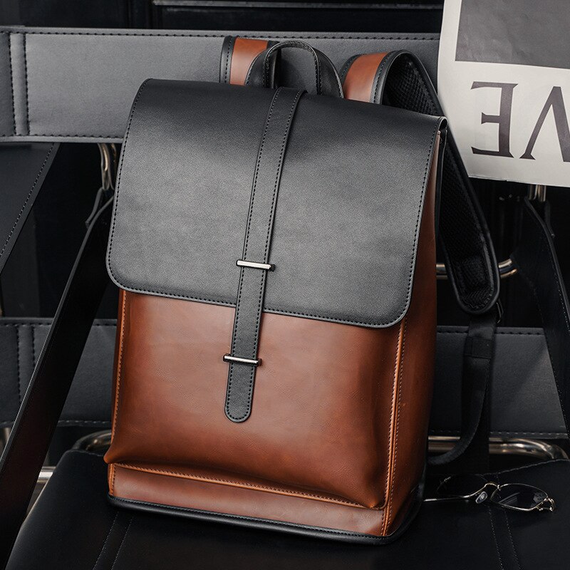 Men's Leather Backpack Business Officel Backpack Men Student Schoolbag Large-capacity Fashion Travel Computer Laptop Backpacks