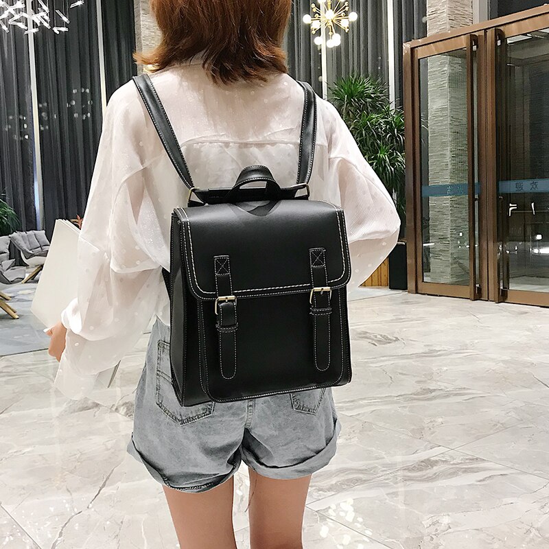 Vintage Backpack Female Pu Leather Bag Women's Backpack Fashion School Bag for Girls High Quality Leisure Shoulder Bag Mochila