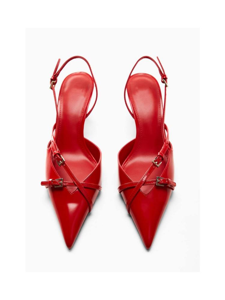 Red  Elegant  Pointed-toe Slingback Pumps