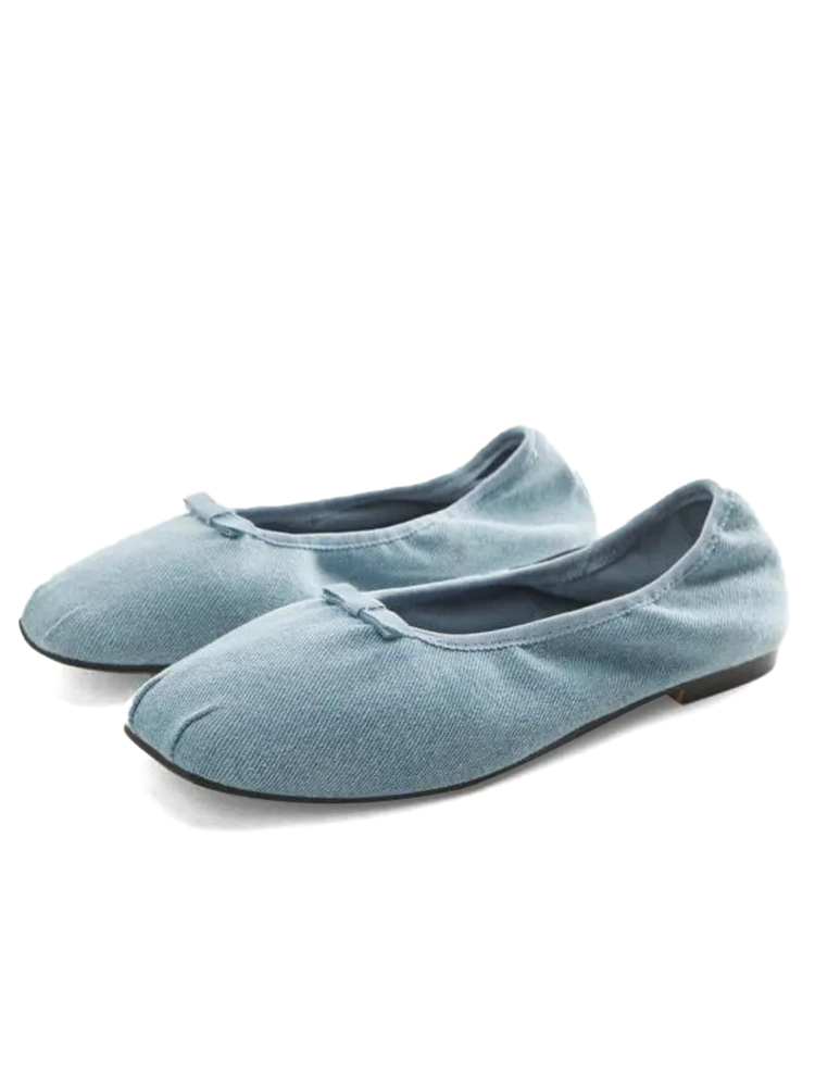 Fashion Denim Blue Round-toe Ballet Flat