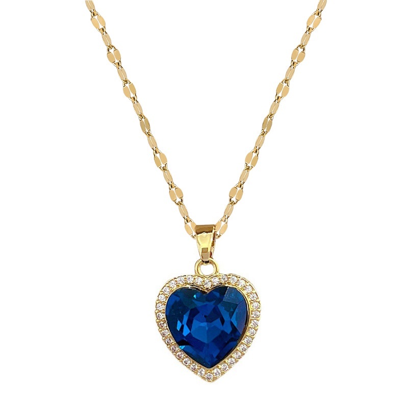 💥Desconto por tempo limitado💎Pingente feminino em forma de coração moissanite azul. colar de clavícula
