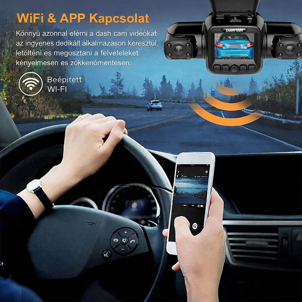 Garmin™ 4 csatornás autós kamera elöl, balra, jobbra és hátul, elöl és hátul belül, 360°-os panorámafelvétel HD autós kamerákkal, éjjellátóval，24 órás parkolófelügyelet
