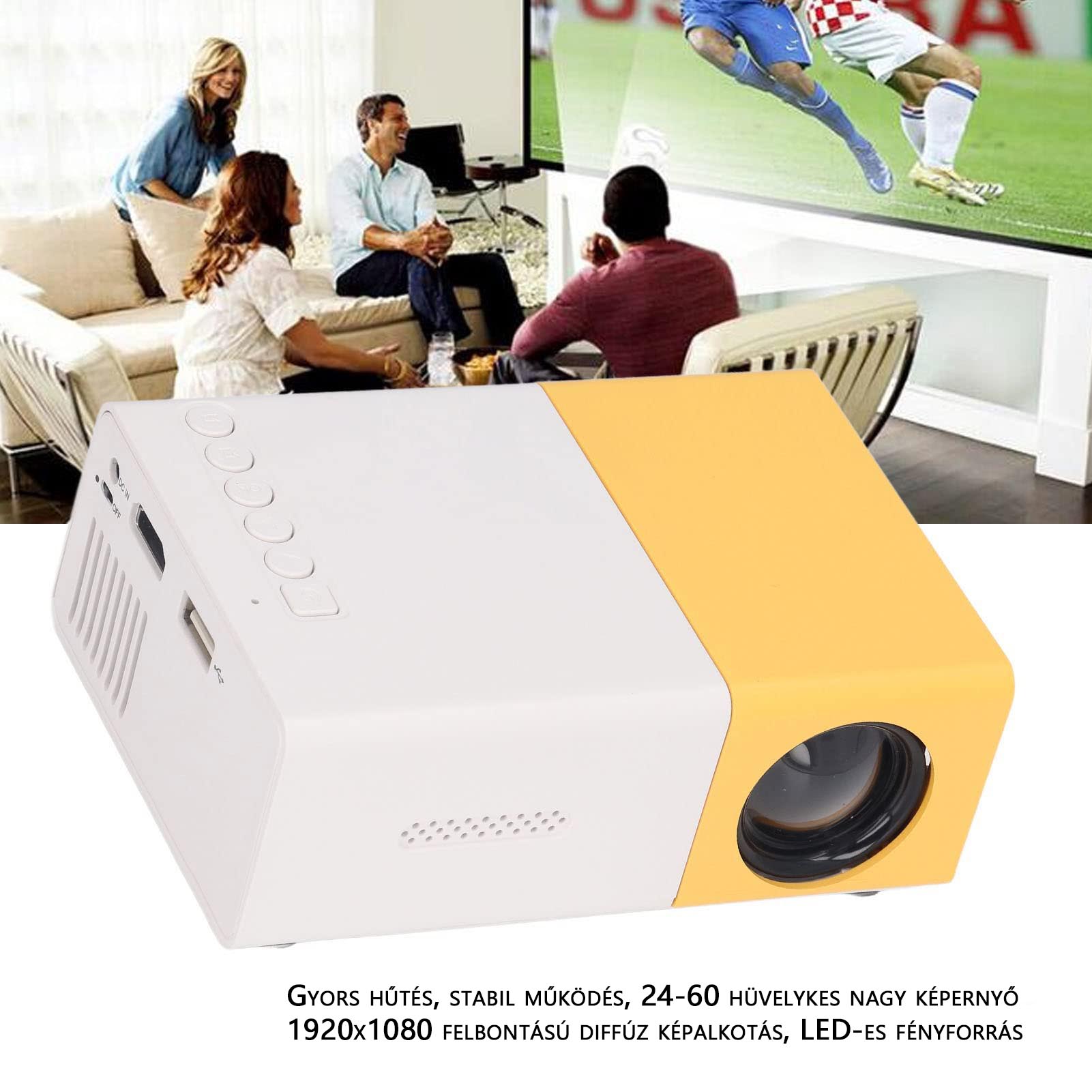 Hordozható mini projektor 24" - 60" nagyképernyős digitális mozi projektor