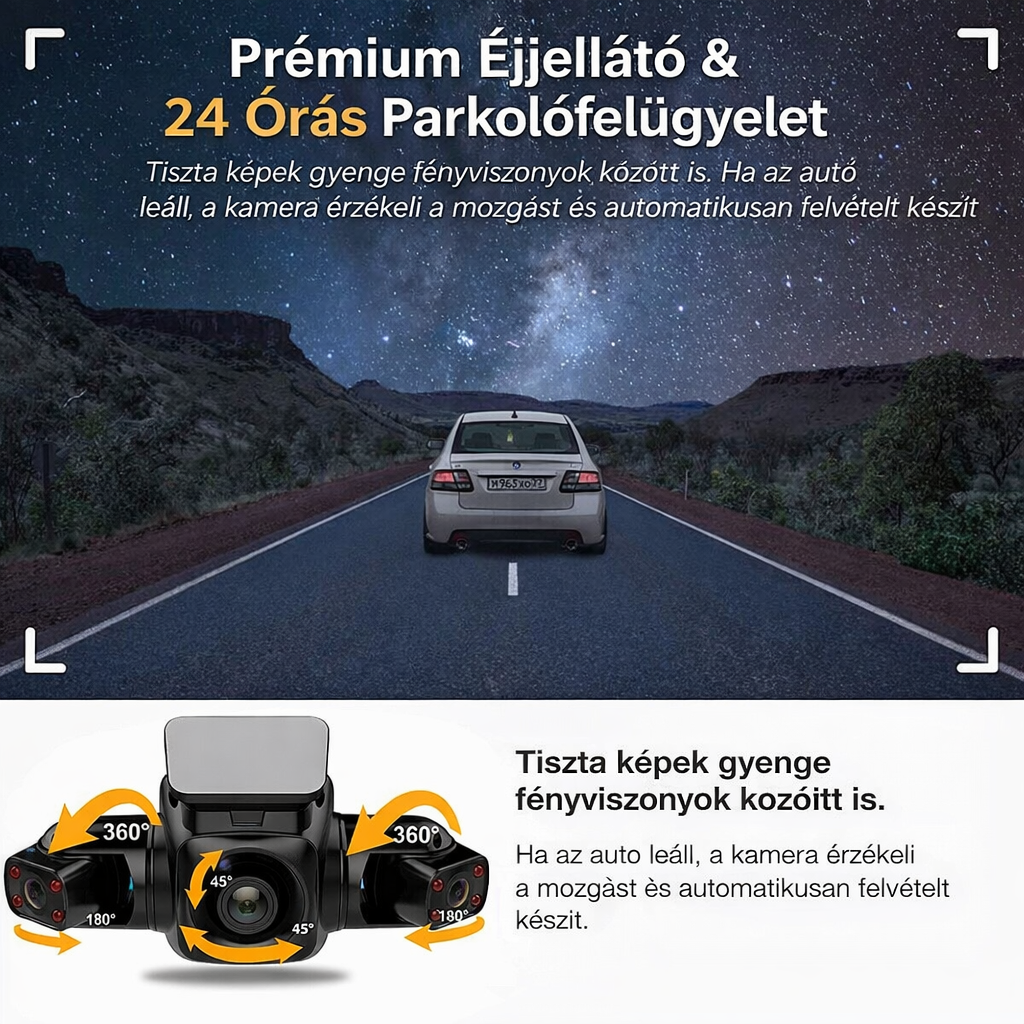 Garmin™ 4 csatornás autós kamera elöl, balra, jobbra és hátul, elöl és hátul belül, 360°-os panorámafelvétel HD autós kamerákkal, éjjellátóval，24 órás parkolófelügyelet