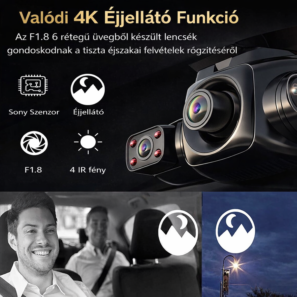 Garmin™ 4 csatornás autós kamera elöl, balra, jobbra és hátul, elöl és hátul belül, 360°-os panorámafelvétel HD autós kamerákkal, éjjellátóval，24 órás parkolófelügyelet