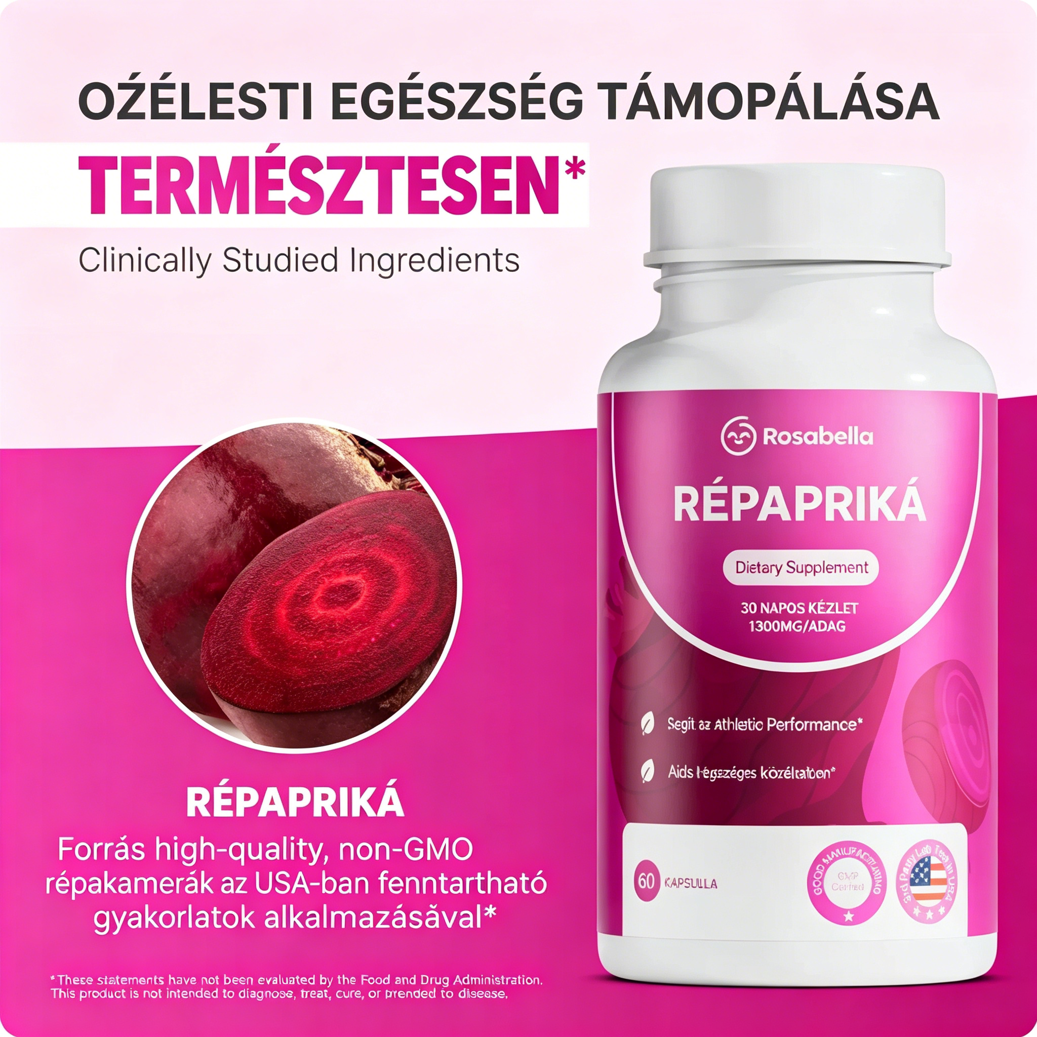 Rosabella cékla kapszulák a vérkeringés és a vitalitás támogatására