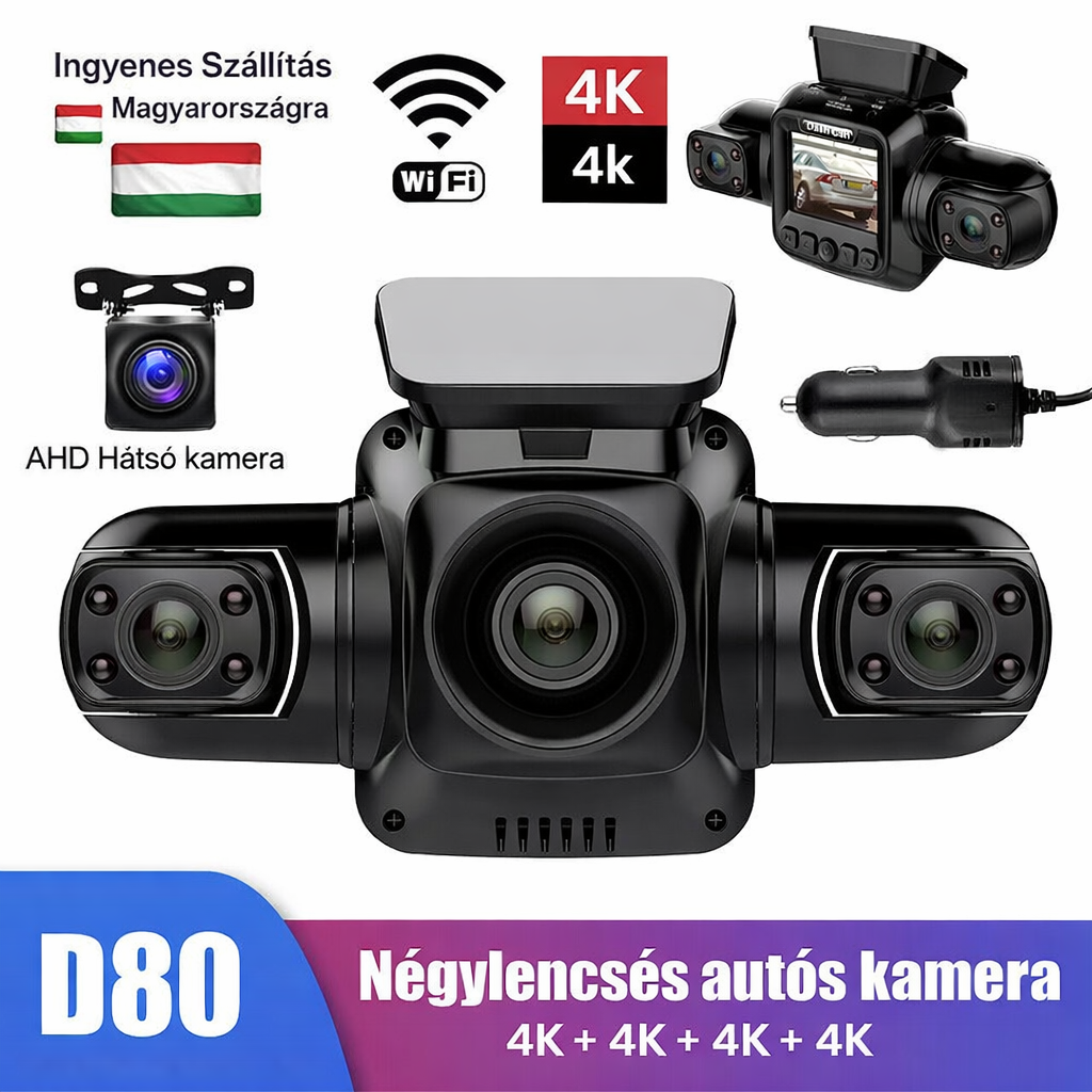 Garmin 4 csatornás autós kamera elöl, balra, jobbra és hátul, elöl és hátul belül, 360°-os panorámafelvétel HD autós kamerákkal, éjjellátóval