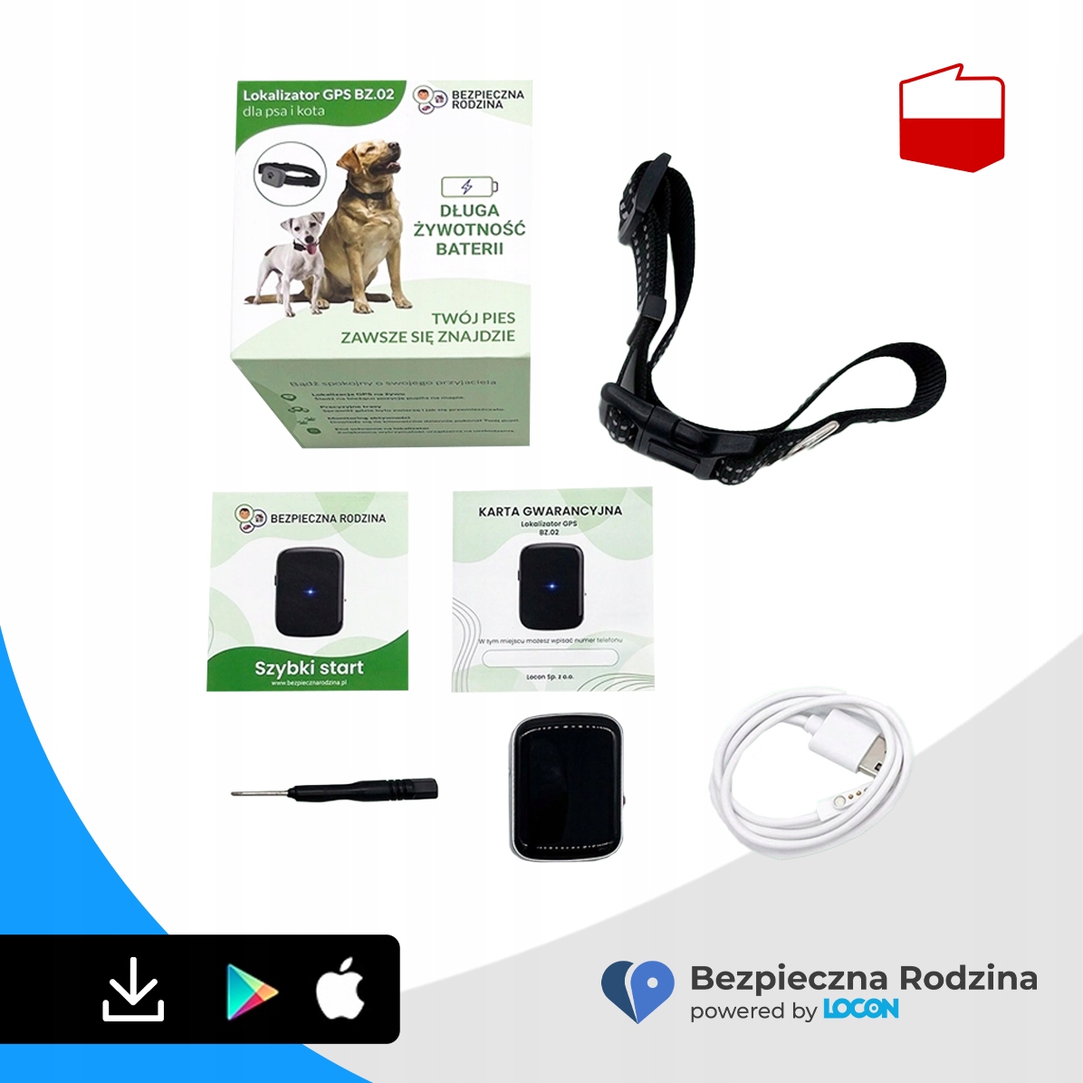 LOKALIZATOR GPS DLA PSA opcja przywołania LOCON DOG MAX + APLIKACJA 12MCY Cechy dodatkowe Historia lokalizacji Otrzymasz sygnał SOS Posłuchasz otoczenia Strefy bezpieczeństwa Zlokalizujesz swoje zwierzę 24/7
