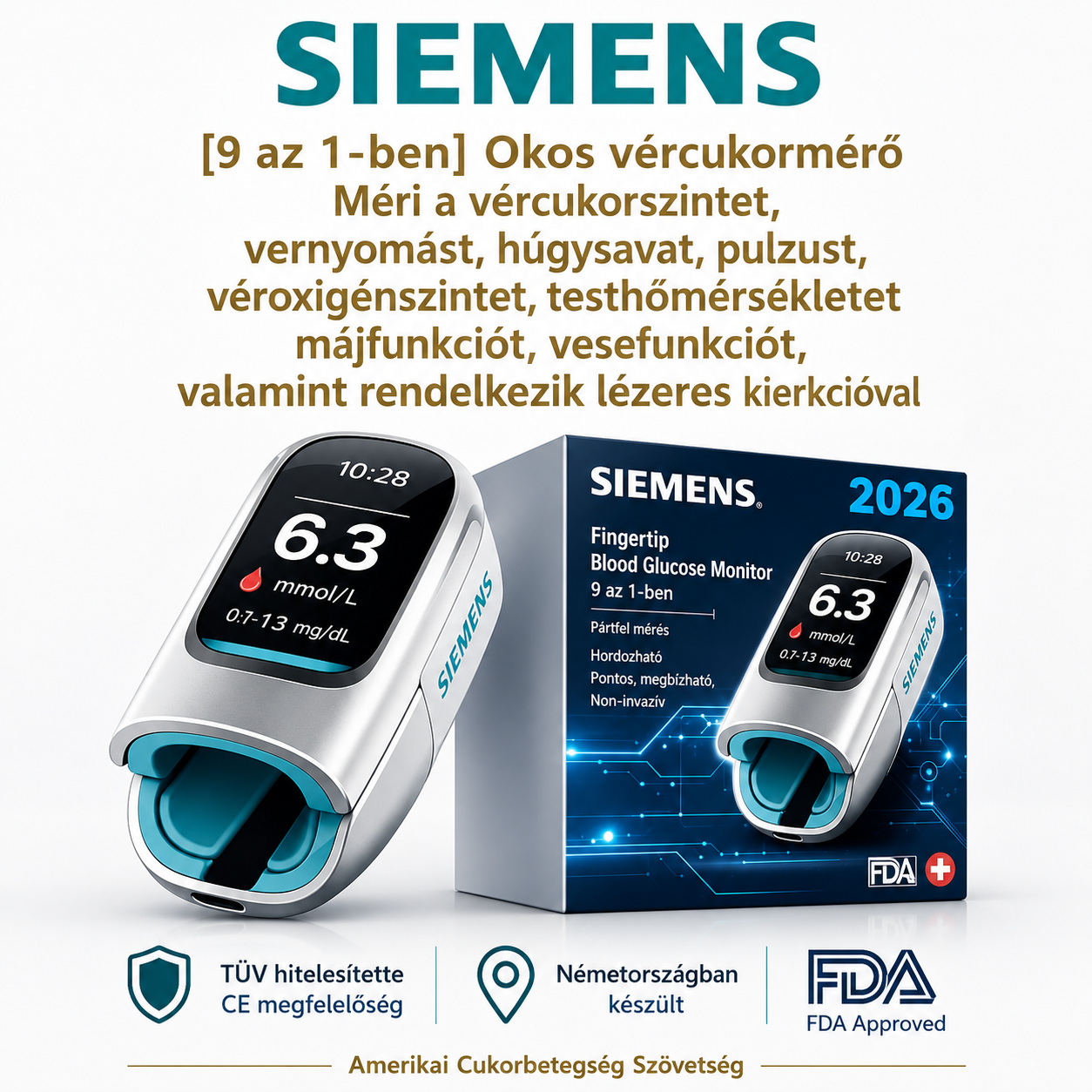 2026 Új, nem invazív, intelligens vércukormérő 💉 Fájdalommentes vércukorszint-mérés 🔥