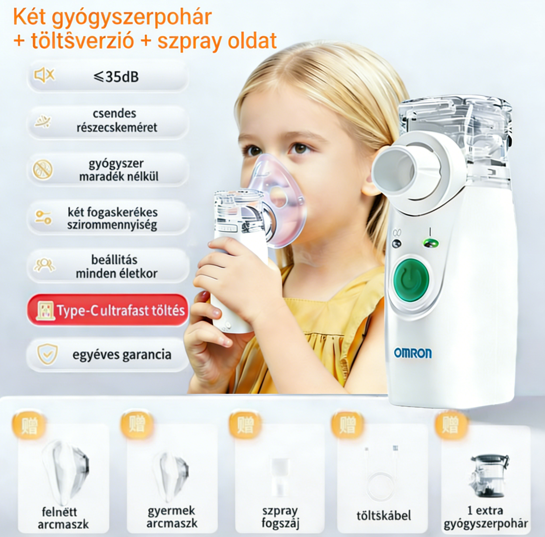 [Copy]OMRON inhalátor｜Kíméletes és hatékony légúti kezelés az egész család számára, otthoni használatra