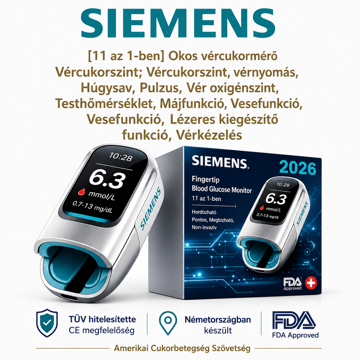 2026 Új, nem invazív, intelligens vércukormérő 💉 Fájdalommentes vércukorszint-mérés 🔥