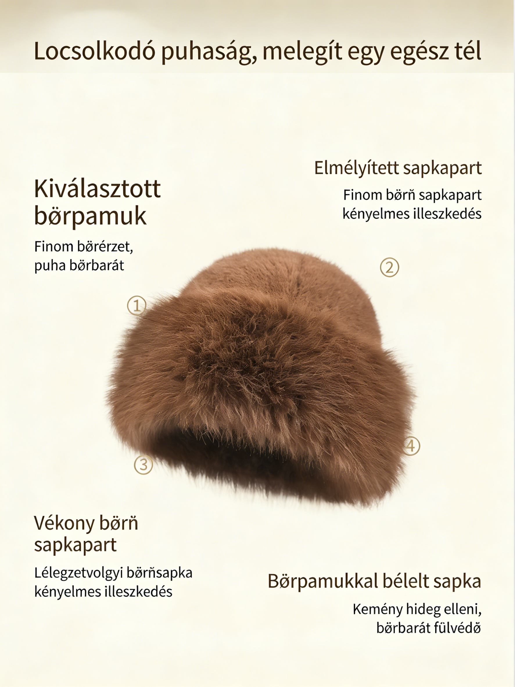 Női téli nercprém sapkák, rókaprém karimás sapkák, szőrös halász sapkák, téli plüss szőrme sapkák, orosz stílusú nercs kalapok