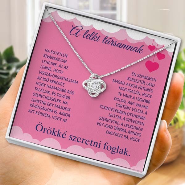  A lelki társamnak - 14K fehér aranyozású nyaklánc cirkónia kristályokkal LOVE