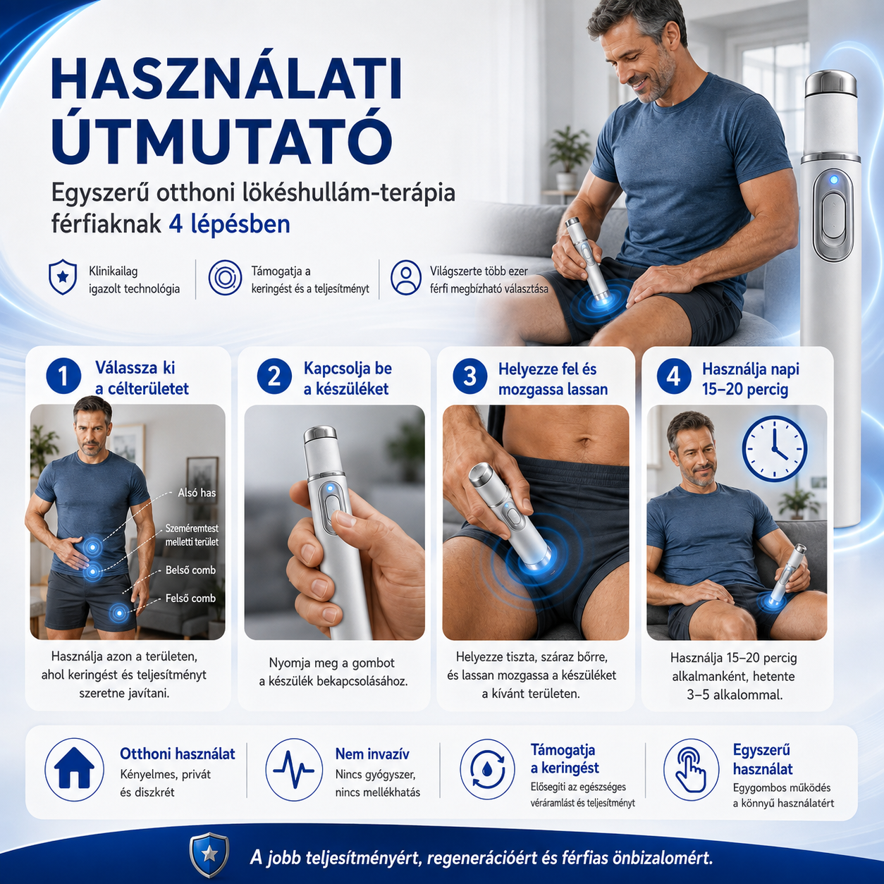 😍😍 Újítsa meg férfi vitalitását, nyerje vissza önbizalmát  Fejlett lökéshullám-terápia, amely támogatja az erekció minőségének és tartósságának javítását, miközben enyhítheti az izmok, ízületek és inak fájdalmát.💪💪