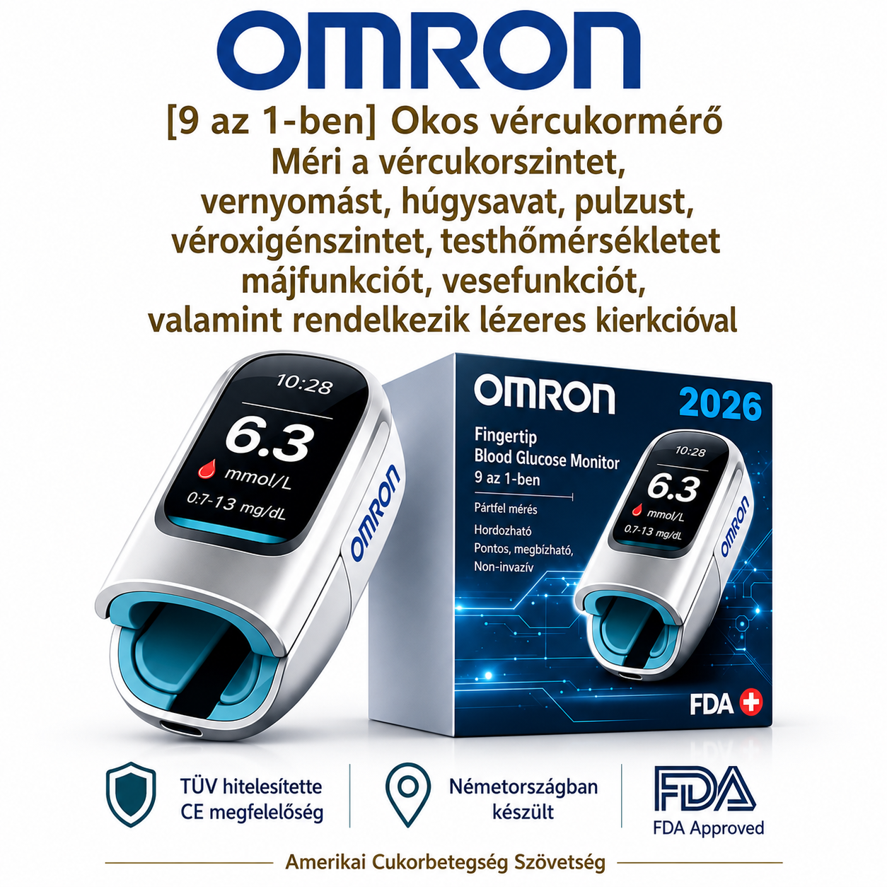 2026 Új, nem invazív, intelligens vércukormérő 💉 Fájdalommentes vércukorszint-mérés 🔥