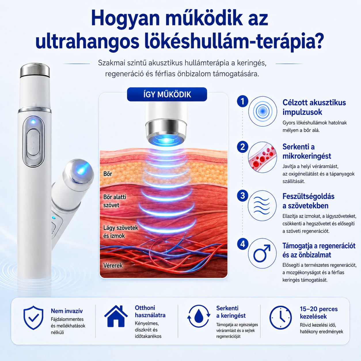 😍😍 Újítsa meg férfi vitalitását, nyerje vissza önbizalmát  Fejlett lökéshullám-terápia, amely támogatja az erekció minőségének és tartósságának javítását, miközben enyhítheti az izmok, ízületek és inak fájdalmát.💪💪