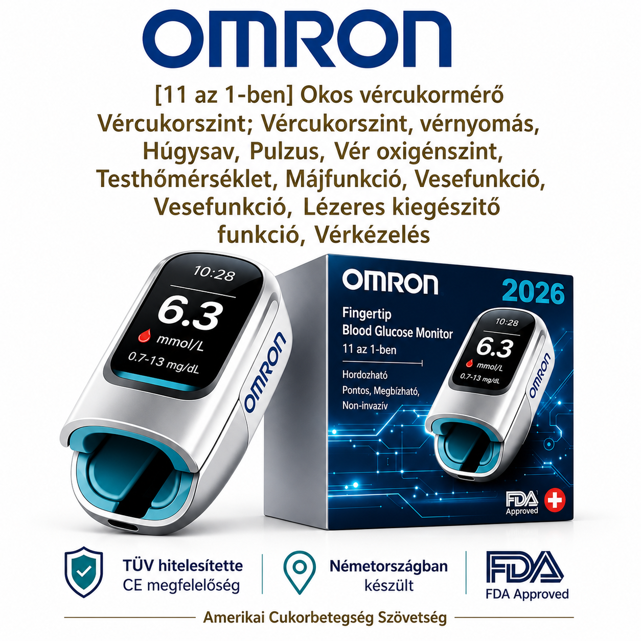2026 Új, nem invazív, intelligens vércukormérő 💉 Fájdalommentes vércukorszint-mérés 🔥