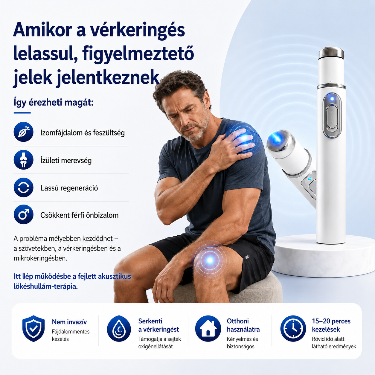 😍😍 Újítsa meg férfi vitalitását, nyerje vissza önbizalmát  Fejlett lökéshullám-terápia, amely támogatja az erekció minőségének és tartósságának javítását, miközben enyhítheti az izmok, ízületek és inak fájdalmát.💪💪