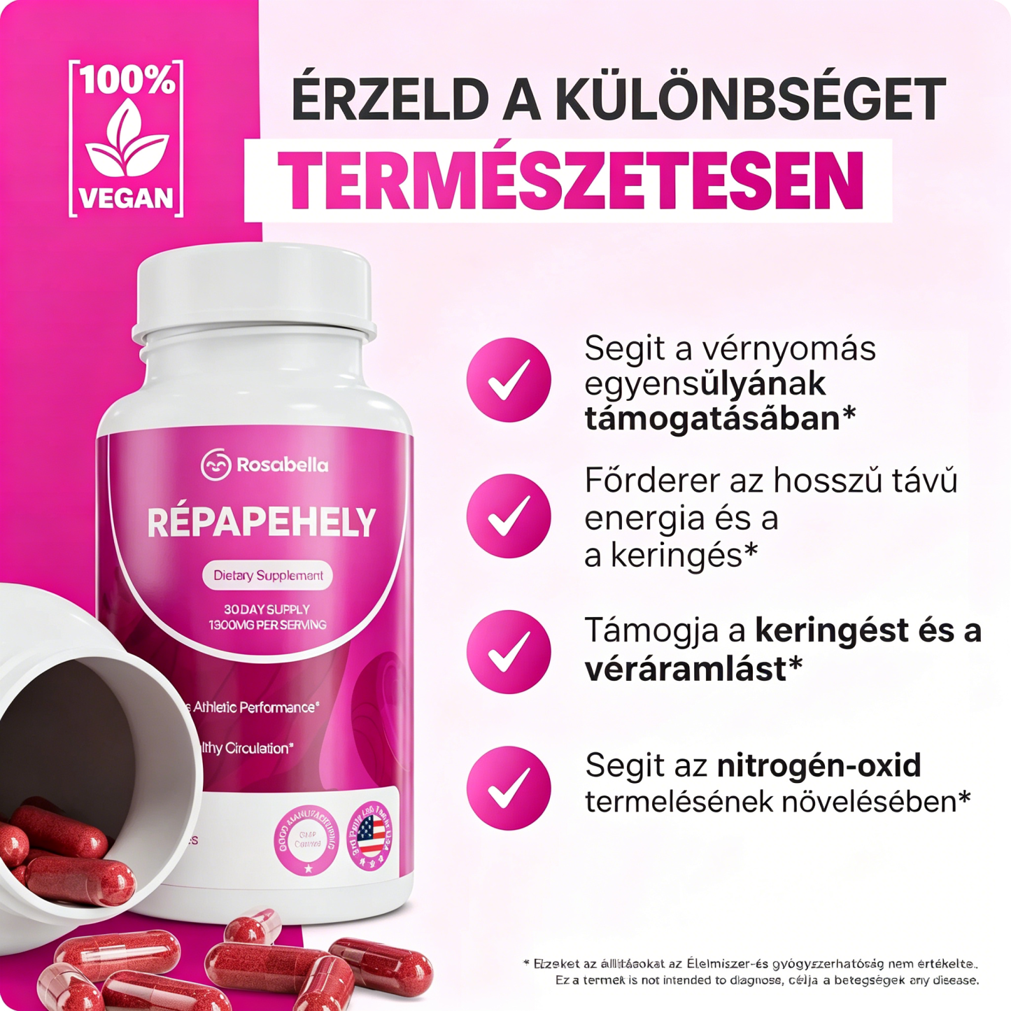 Rosabella cékla kapszulák a vérkeringés és a vitalitás támogatására
