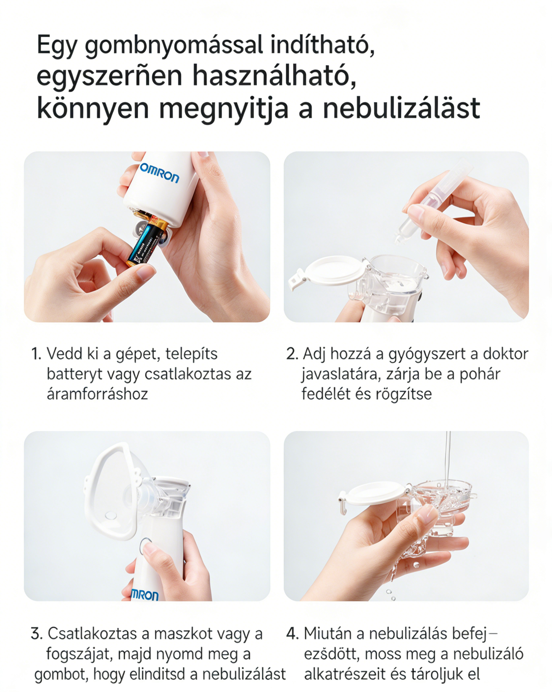 OMRON inhalátor｜Kíméletes és hatékony légúti kezelés az egész család számára, otthoni használatra