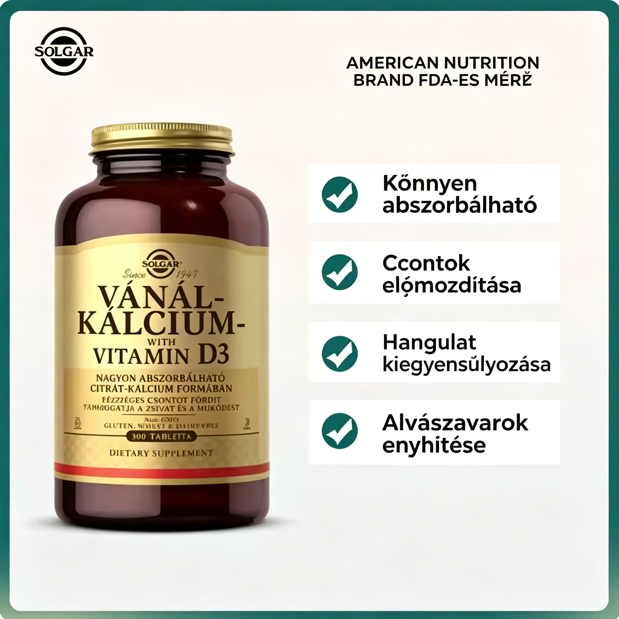 Solgar Magnézium-citrát, 120 tabletta - Elősegíti az egészséges csontokat - Támogatja az ideg- és izomműködést - Nem GMO, Vegán, Gluténmentes, Tejmentes,