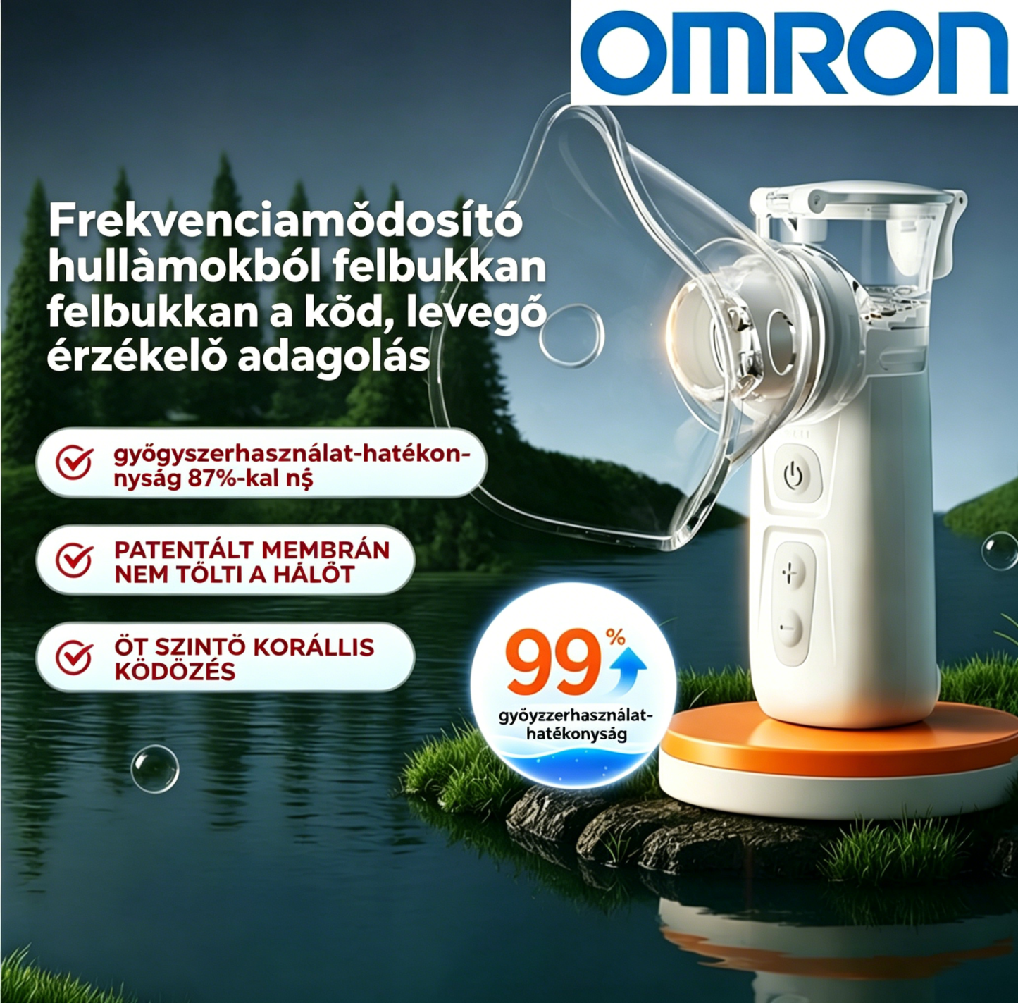 [Copy]OMRON porlasztó – Biztonságos, hatékony inhaláció az egész család számára, csendes működéssel, finom részecskékkel, többféle gyógyszerrel kompatibilis és hordozható kialakítással