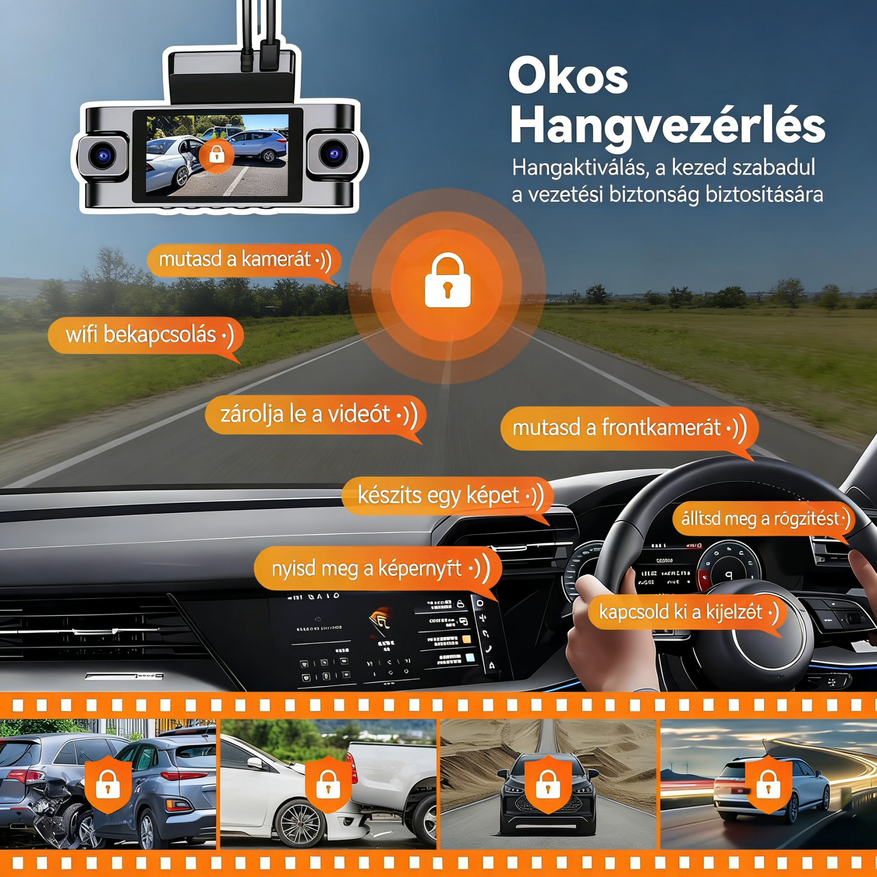Garmin 4K 360° panoráma menetrögzítő kamera 4 csatornás rendszer elöl–hátul–utastér 128 GB beépített memória Hangvezérlés 5.8G WiFi + GPS Infravörös éjjellátás G-szenzor 24/7 parkolófelügyelet Folyamatos ciklikus rögzítés
