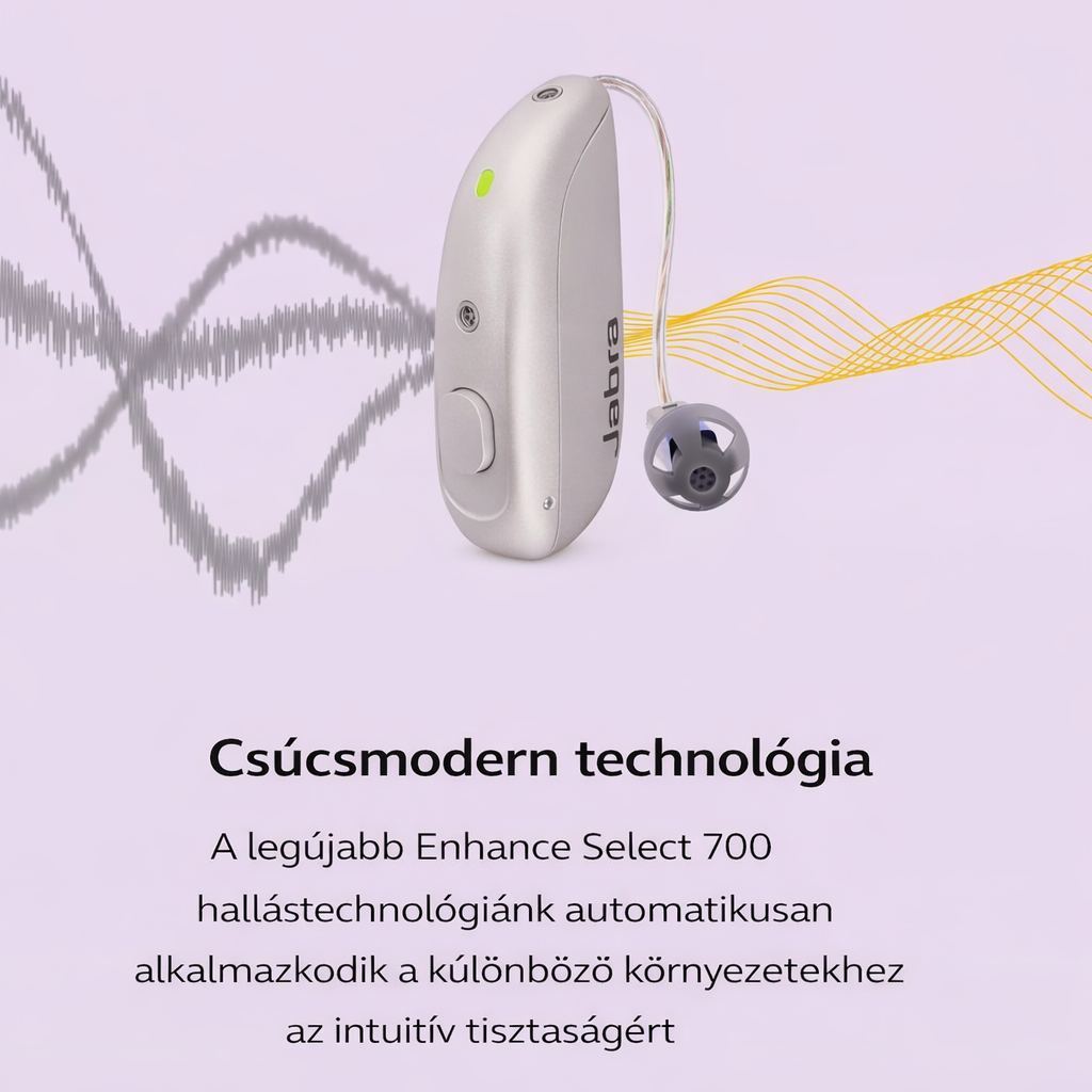 Jabra Enhance Select 700 Klinikai minőségű, vény nélkül kapható hallókészülékek, Engedélyezett audiológiai szolgáltatásokkal, Bluetooth LE hang- és streaming iOS/Android rendszerhez, Szinte láthatatlan és kényelmes, Ezüst