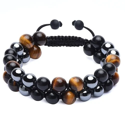 (🎁2024 New Year Hot Sale🎁)Triple Protection Bracelet-Genuine Tigers Eye Agate and Black gallstone-The Perfect Gift
