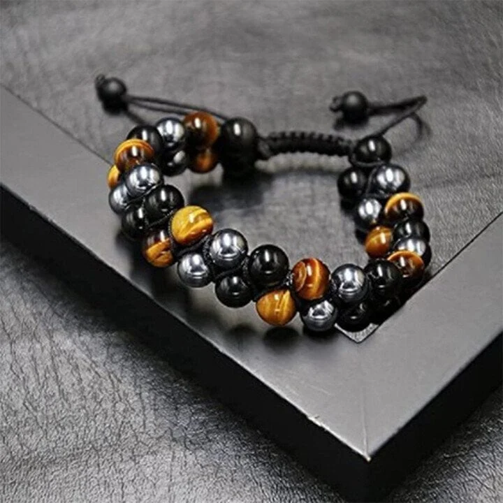 (🎁2024 New Year Hot Sale🎁)Triple Protection Bracelet-Genuine Tigers Eye Agate and Black gallstone-The Perfect Gift