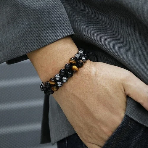 (🎁2024 New Year Hot Sale🎁)Triple Protection Bracelet-Genuine Tigers Eye Agate and Black gallstone-The Perfect Gift