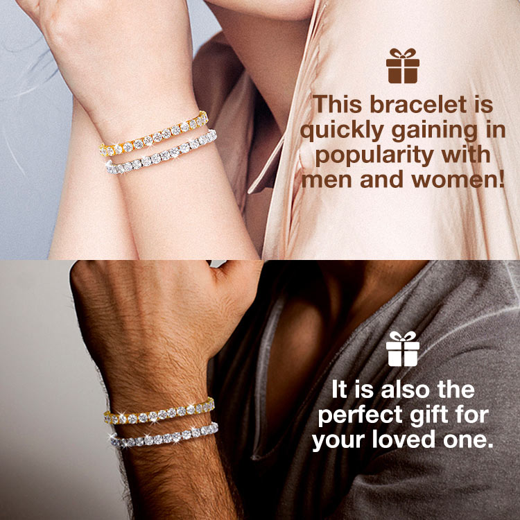 Sparkling 3MM Moissanite Tennis Bracelet with free jewelry box