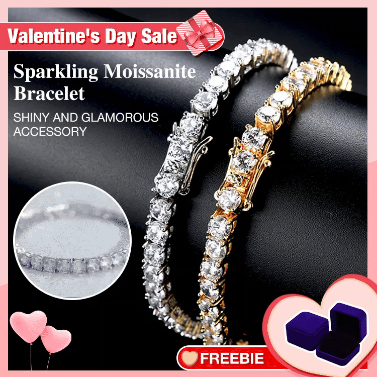 Sparkling 3MM Moissanite Tennis Bracelet with free jewelry box