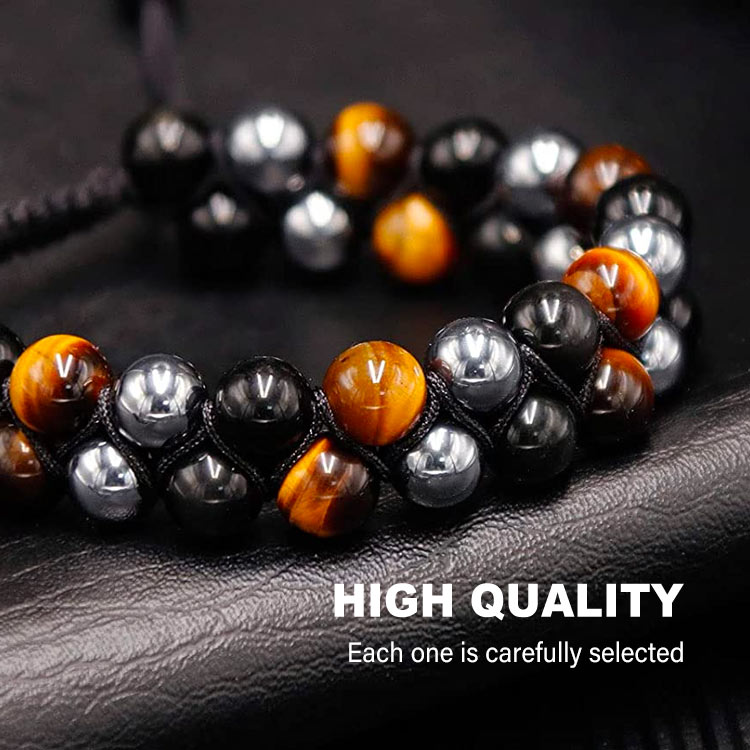 (🎁2024 New Year Hot Sale🎁)Triple Protection Bracelet-Genuine Tigers Eye Agate and Black gallstone-The Perfect Gift