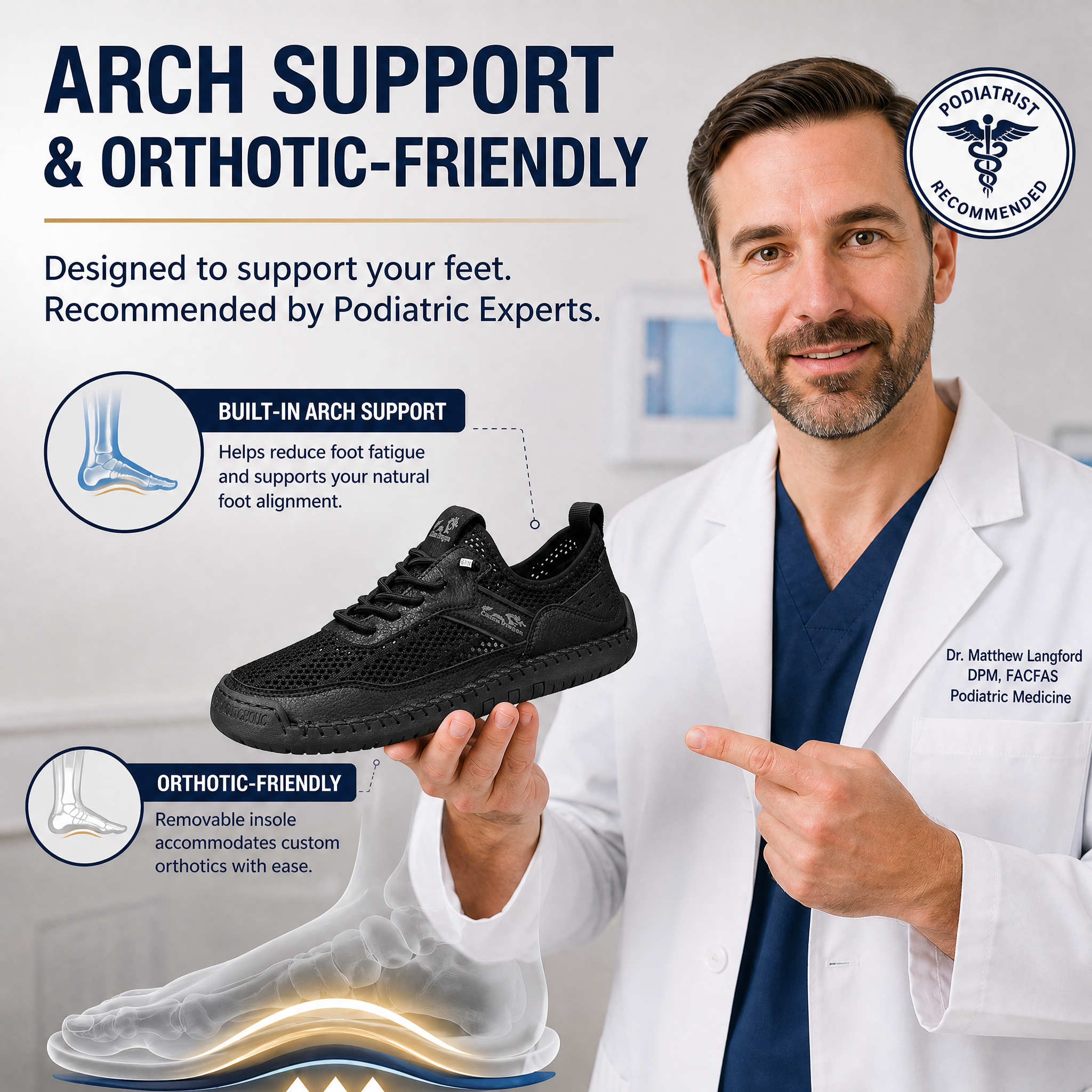 COMFYMORE® Men's Orthotic Arch Support Ultra-Breathable Mesh Casual Walking Shoes