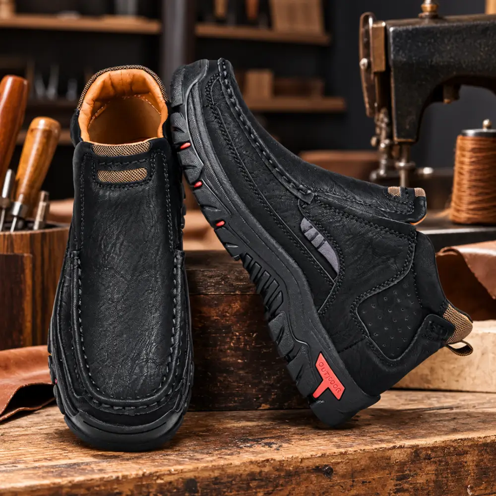 ⏰Limited Time 50% OFF🔥Men’s Orthopedic Genuine Leather Boots — Hands-Free Entry, Arch Support & Cushioned Comfort