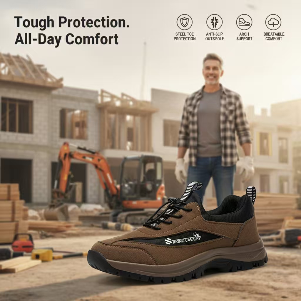 ⏰Promotion 50% OFF - Men's Comfortable Non-Slip Arch Support Steel Toe Safety Work Shoes