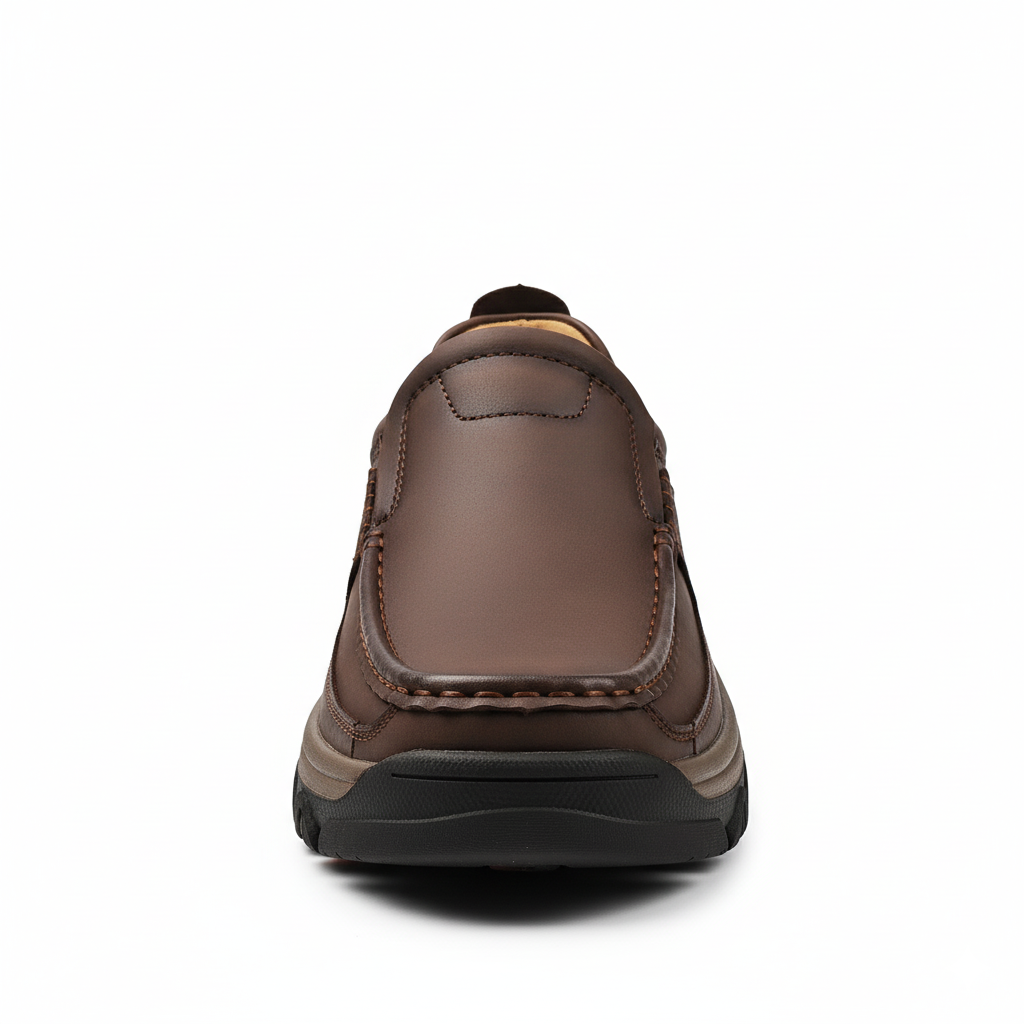 Men’s Orthopedic Wide-Fit Genuine Leather Slip-On Shoes – Supportive Comfort Loafers