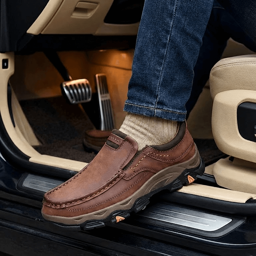 ⏰Promotion 50% OFF - Men's Orthopedic Walking Shoes | Genuine Leather Slip On Loafers