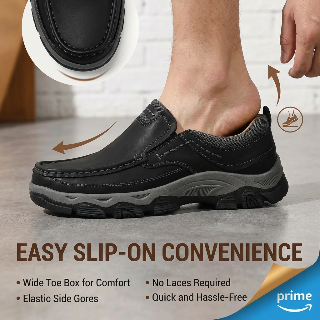 ⏰Promotion 50% OFF - Men's Orthopedic Walking Shoes | Genuine Leather Slip On Loafers