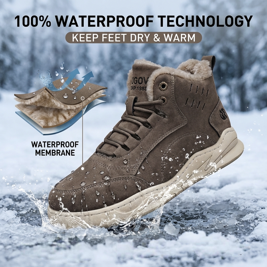 ⏰Limited time deal— 50% OFF🔥Men's Lightweight Fur Lined Waterproof Hiking Winter Snow Boots