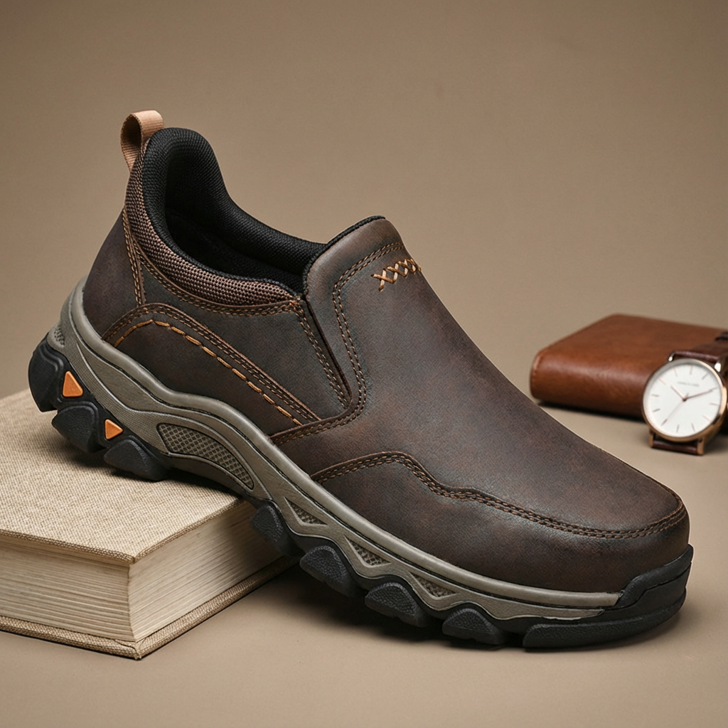 Men's wide-toe, non-slip, hands free slip- loafer shoes