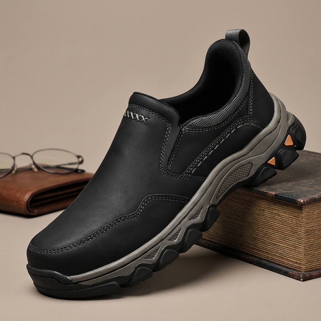Men's wide-toe, non-slip, hands free slip- loafer shoes