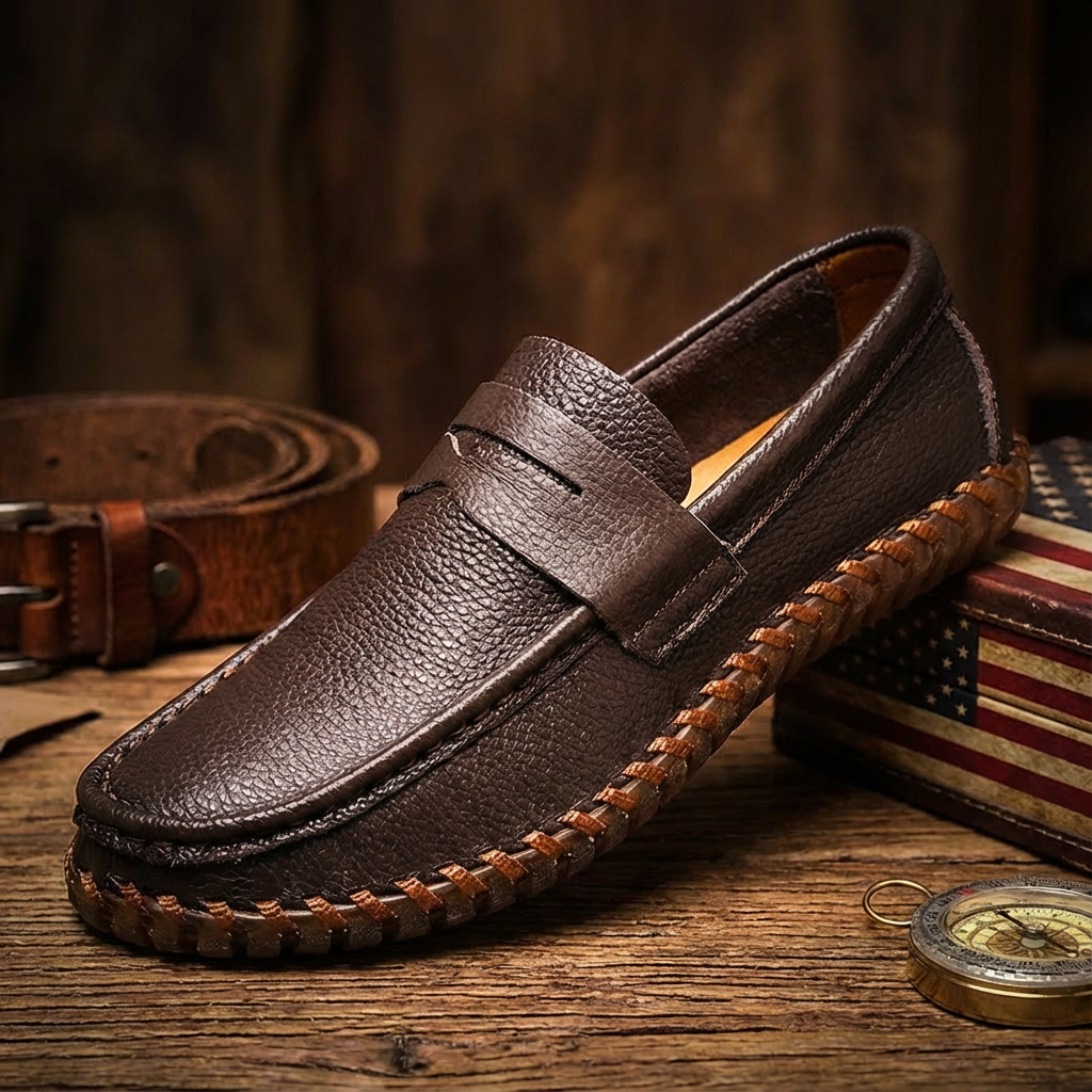 Men’s Genuine Leather Penny Loafers – Comfortable Everyday Slip-On