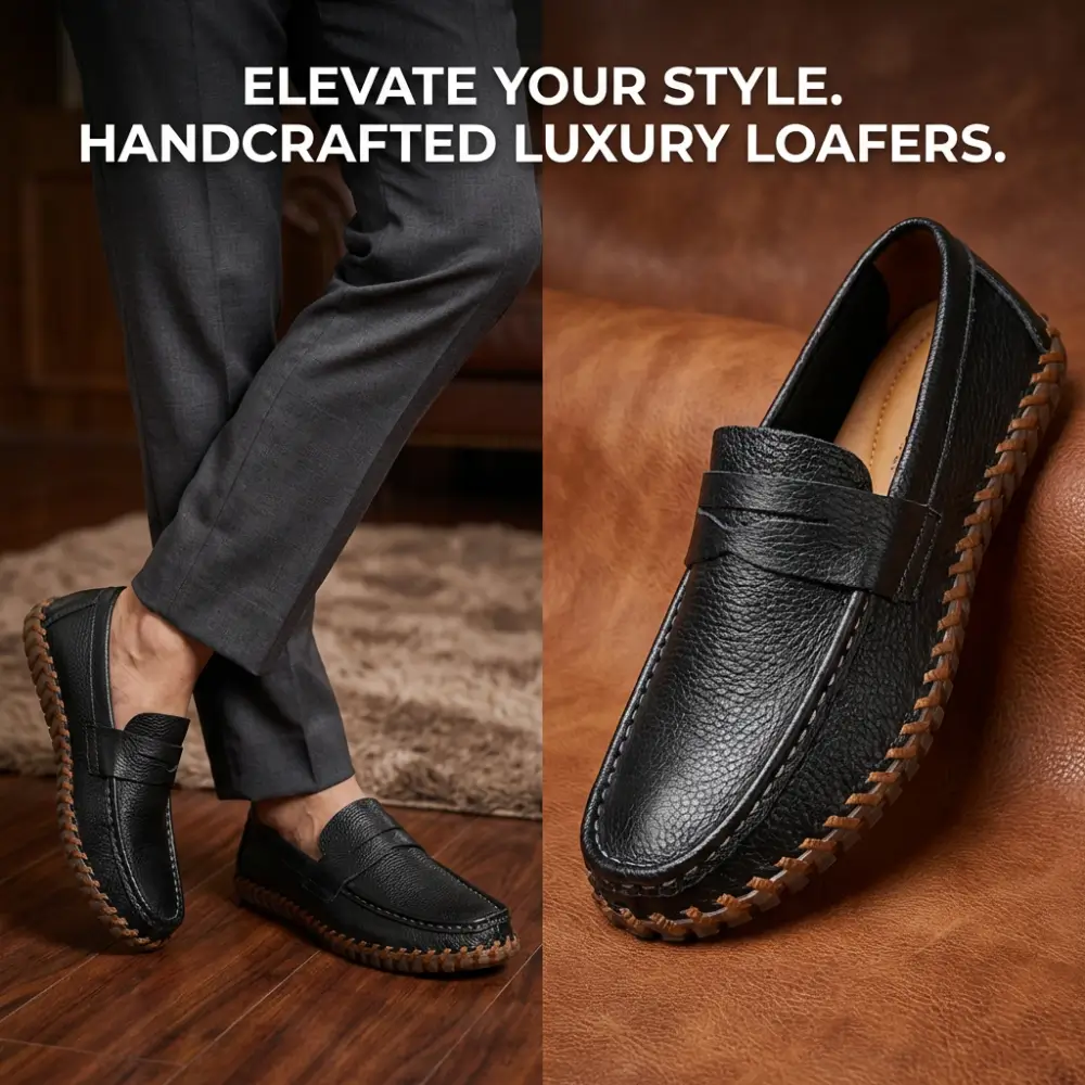 ⏰Limited-Time Offer – 50% Off🔥Men’s hand-stitched Genuine Leather Dress Slip On Penny Loafers