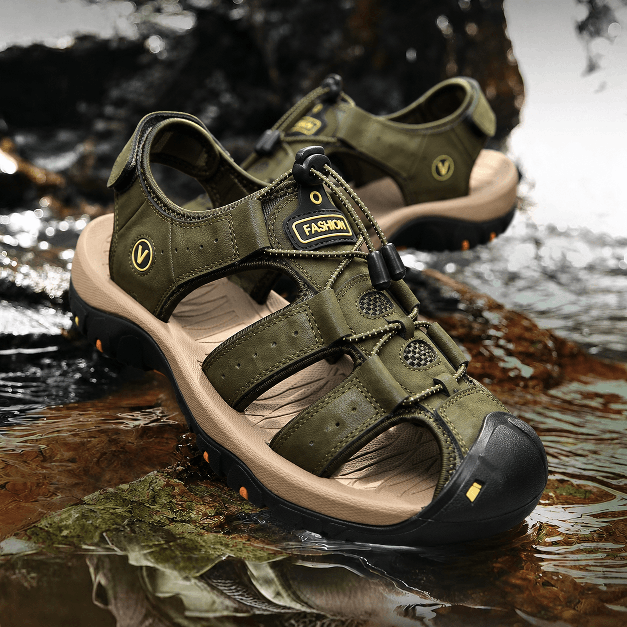 Fisherman Mens Sandals Outdoor Comfort Memory Foam Sandals for Men